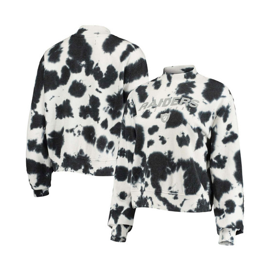 Women's  Black Las Vegas Raiders Tie-Dye Cropped Pullover Sweatshirt
