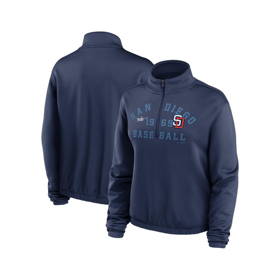 Women's Navy San Diego Padres Rewind Splice Half-Zip Sweatshirt