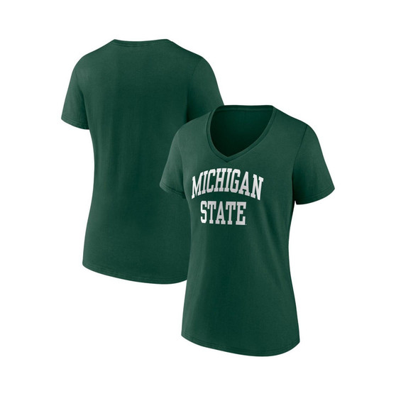 Women's Branded Green Michigan State Spartans Basic Arch V-Neck T-shirt