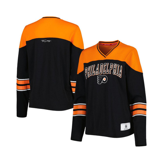 Women's Black Philadelphia Flyers Abigail V-Neck Long Sleeve T-shirt