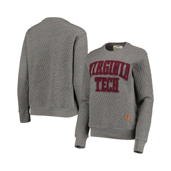 Women's Heather Charcoal Virginia Tech Hokies Moose Quilted Pullover Sweatshirt