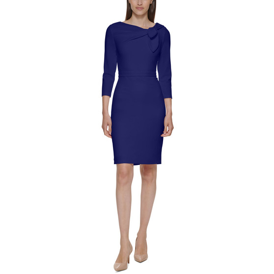 Women's Bow-Neck Scuba Crepe Sheath Dress