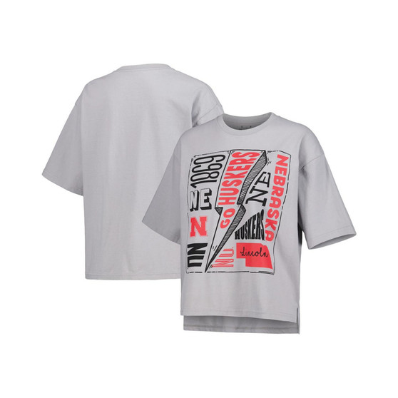 Women's Silver Nebraska Huskers Rock and Roll School of Rock T-shirt