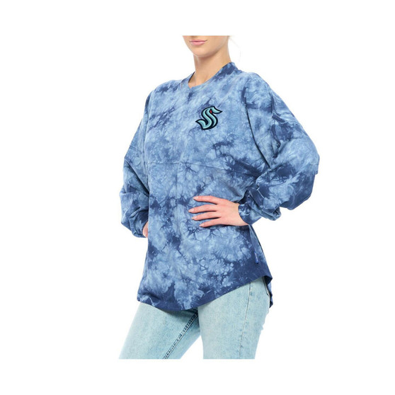 Women's Branded Deep Sea Blue Seattle Kraken Crystal-Dye Long Sleeve T-shirt