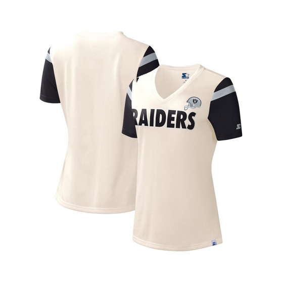 Women's White Las Vegas Raiders Kick Start V-Neck T-shirt