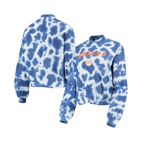 Women's Blue New York Knicks Tie-Dye Pullover Sweatshirt