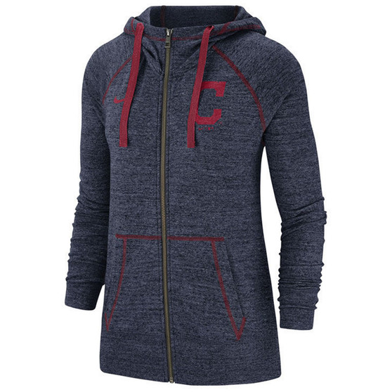 Women's Cleveland Indians Gym Vintage Full-Zip Hooded Sweatshirt