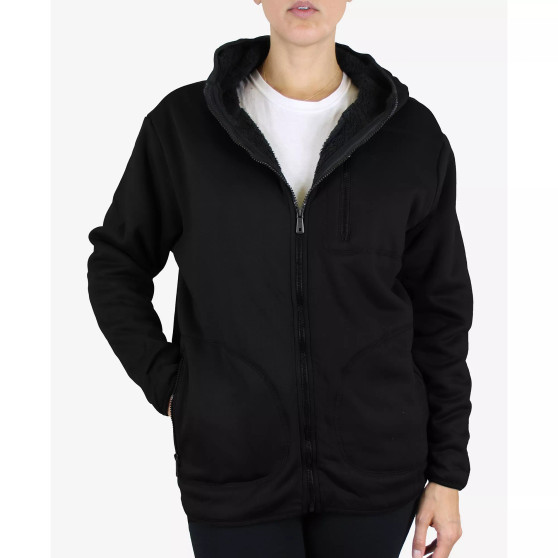 Women's Loose Fit Oversize Full Zip Sherpa Lined Hoodie Fleece