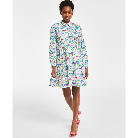 Petite Mommy & Me Floral-Print Long-Sleeve Shirtdress, Created for Macy's
