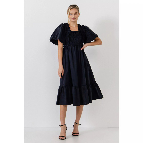Women's Puff-Sleeved Midi Dress