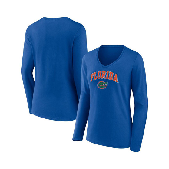 Women's Branded Royal Florida Gators Evergreen Campus Long Sleeve V-Neck T-shirt