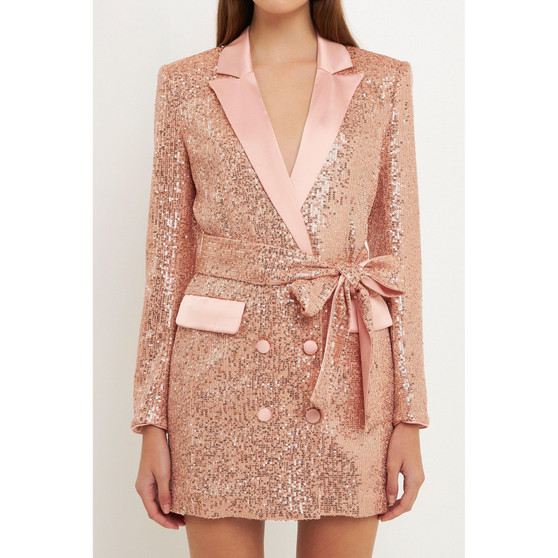 Women's Sequins Belted Blazer