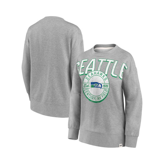 Women's Branded Heathered Gray Seattle Seahawks Jump Distribution Tri-Blend Pullover Sweatshirt