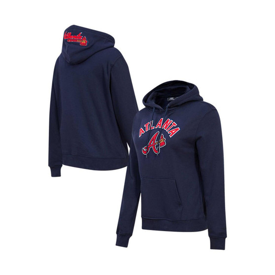 Women's Navy Atlanta Braves Classic Fleece Pullover Hoodie