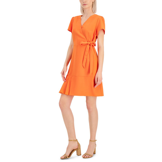 Women's Faux-Wrap Pleated-Hem Dress