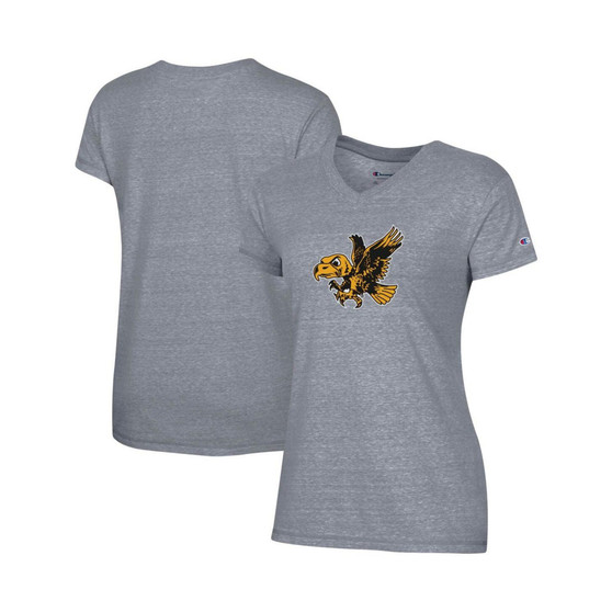 Women's Gray Iowa Hawkeyes Vault Logo V-Neck T-shirt