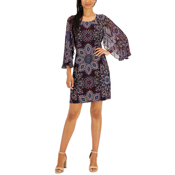 Women's Chiffon-Sleeve Jersey Dress