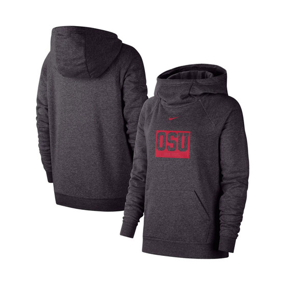 Women's Charcoal Ohio State Buckeyes Essential Funnel Neck Raglan Pullover Hoodie