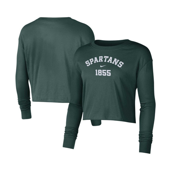 Women's Green Michigan State Spartans Est. Cropped Long Sleeve T-shirt