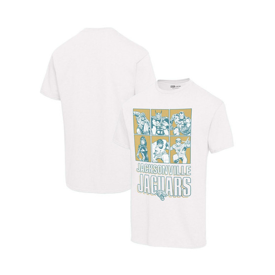 Men's and Women's White Jacksonville Jaguars Disney Marvel Avengers Line-Up T-shirt