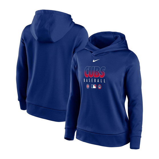 Women's Royal Chicago Cubs Authentic Collection Performance Pullover Hoodie