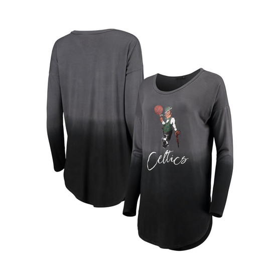Women's Black Boston Celtics Own It Ombre Long Sleeve Tunic T-shirt