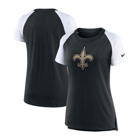 Women's Black, White New Orleans Saints Primary Logo Performance Tri-Blend T-shirt