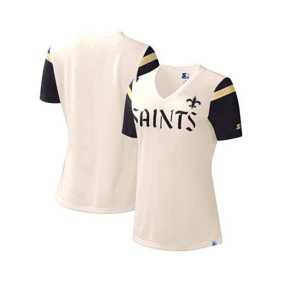 Women's White New Orleans Saints Kick Start V-Neck T-shirt
