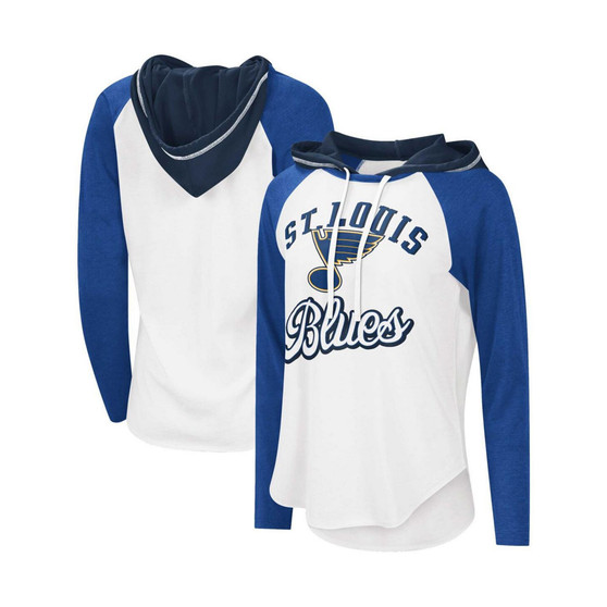 Women's White, Blue St. Louis Blues MVP Raglan Hoodie T-shirt
