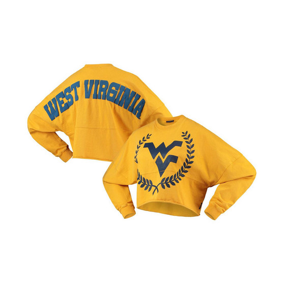 Women's Gold-Tone West Virginia Mountaineers Laurels Crop Long Sleeve T-shirt