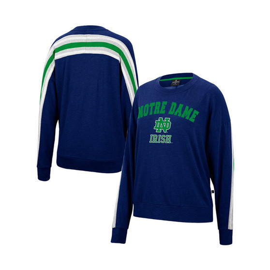 Women's Heathered Navy Notre Dame Fighting Irish Team Oversized Pullover Sweatshirt