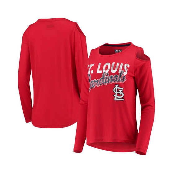Women's Red St. Louis Cardinals Crackerjack Cold Shoulder Long Sleeve T-shirt
