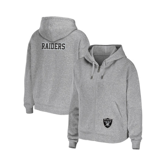 Women's Heathered Gray Las Vegas Raiders Team Full-Zip Hoodie