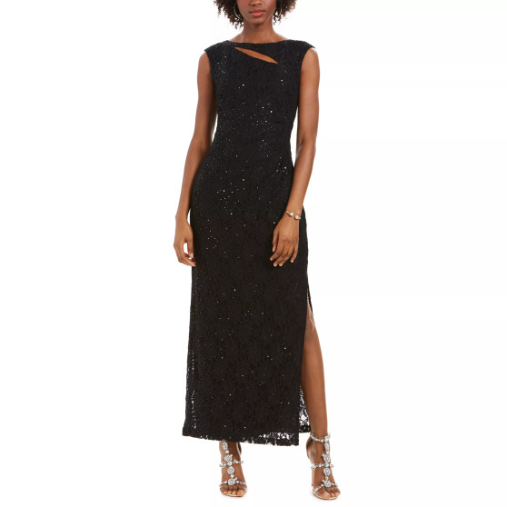 Cutout Sequined Lace Gown