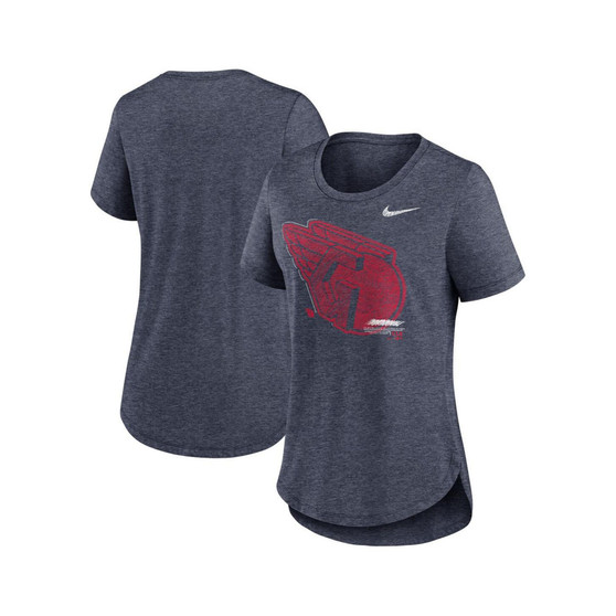 Women's Heather Navy Cleveland Guardians Touch Tri-Blend T-shirt
