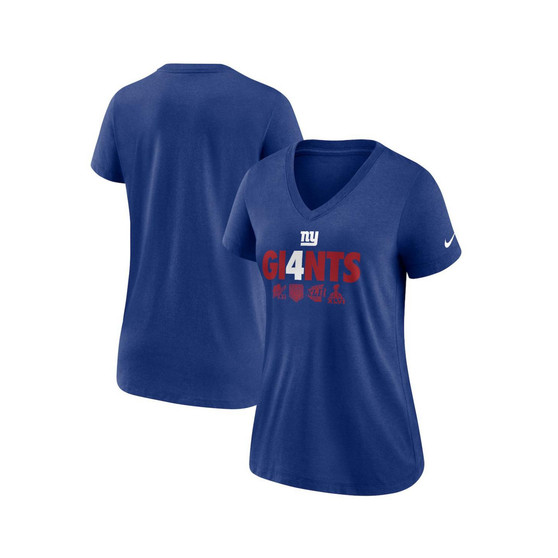Women's Royal New York Giants Hometown Collection Tri-Blend V-Neck T-shirt