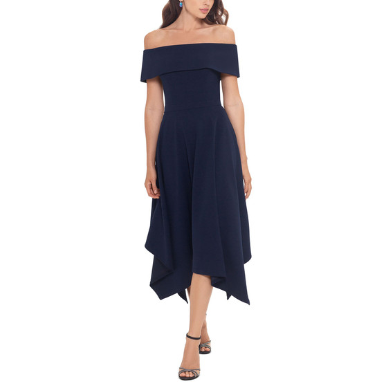 Handkerchief-Hem Off-the-Shoulder Dress