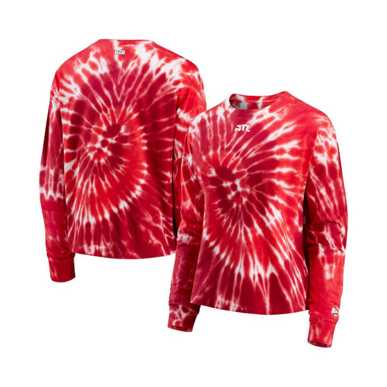 Women's Red Atlanta Hawks Tie-Dye Long Sleeve T-shirt