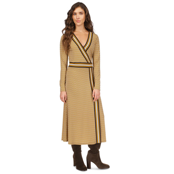 Women's Faux-Wrap Border-Print Dress, Regular & Petite