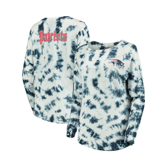 Women's Navy New England Patriots Tie-Dye Long Sleeve T-shirt