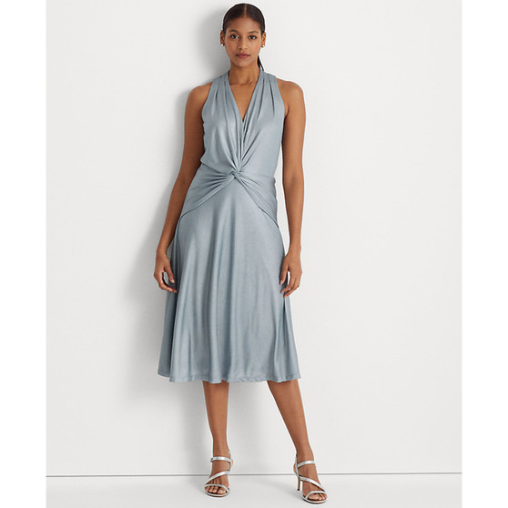 Women's Foil-Print Jersey Twist-Front Cocktail Dress