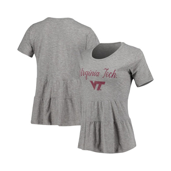 Women's Gray Virginia Tech Hokies Willow Ruffle-Bottom T-shirt