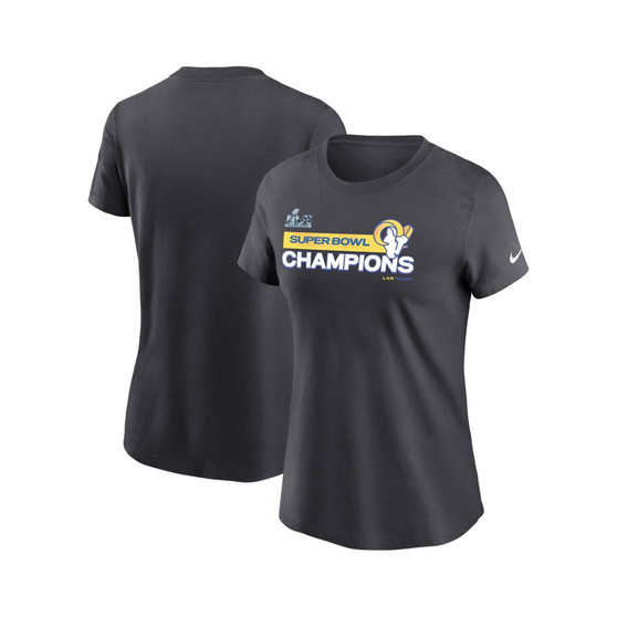 Women's Anthracite Los Angeles Rams Super Bowl LVI Champions T-shirt