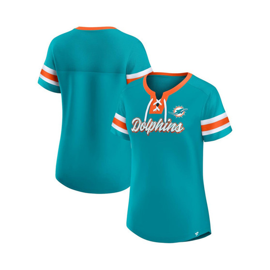 Women's Branded Aqua Miami Dolphins Original State Lace-Up T-shirt