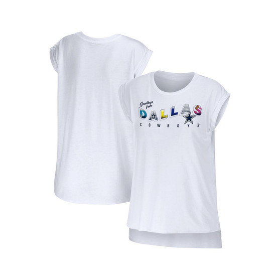 Women's White Dallas Cowboys Greetings From Muscle T-shirt