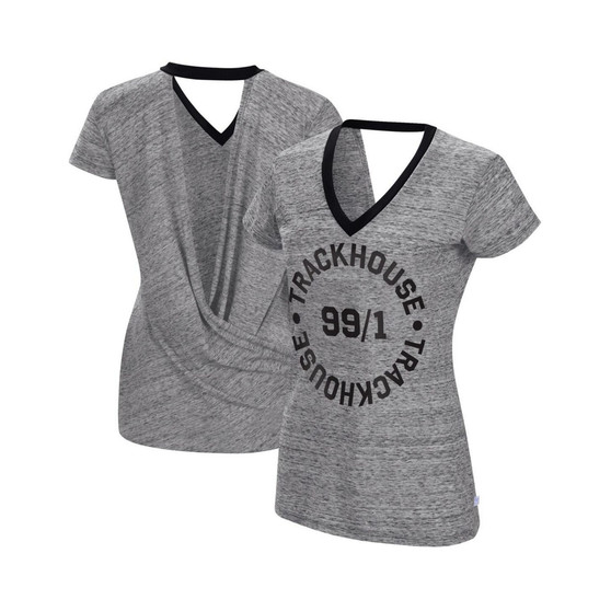 Women's Heather Black TRACKHOUSE RACING Halftime Back Wrap T-shirt
