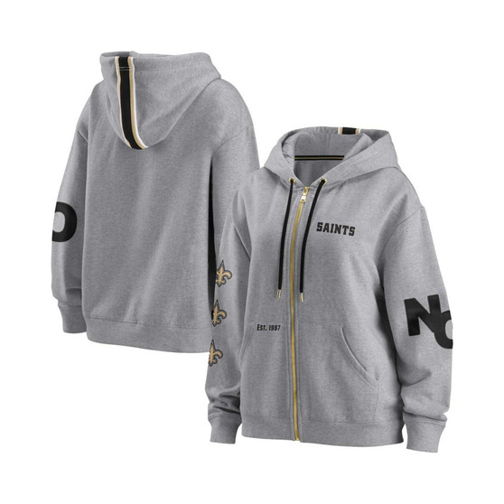 Women's Gray New Orleans Saints Full-Zip Hoodie