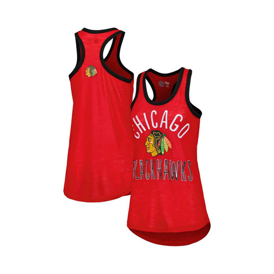 Women's Red Chicago Blackhawks First Base Racerback Scoop Neck Tank Top