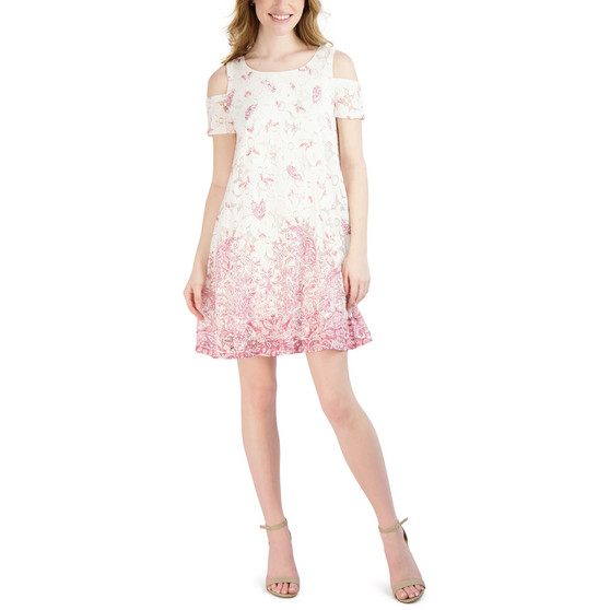 Women's Printed Cold-Shoulder Shift Dress
