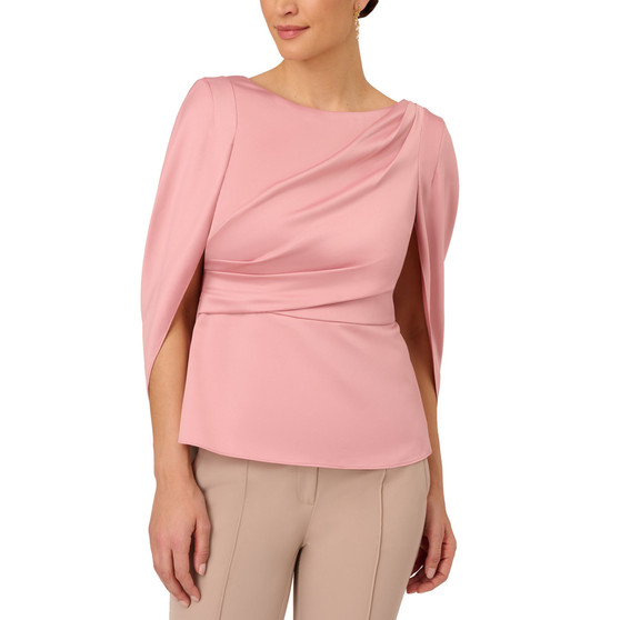 Women's Boat-Neck Draped Satin Cape Top